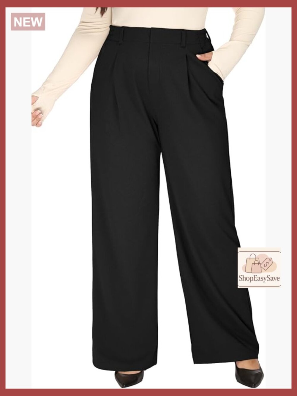 Plus Size Stretchy Work Pants Women Pull On Wide Leg Dress Pants Business Casual